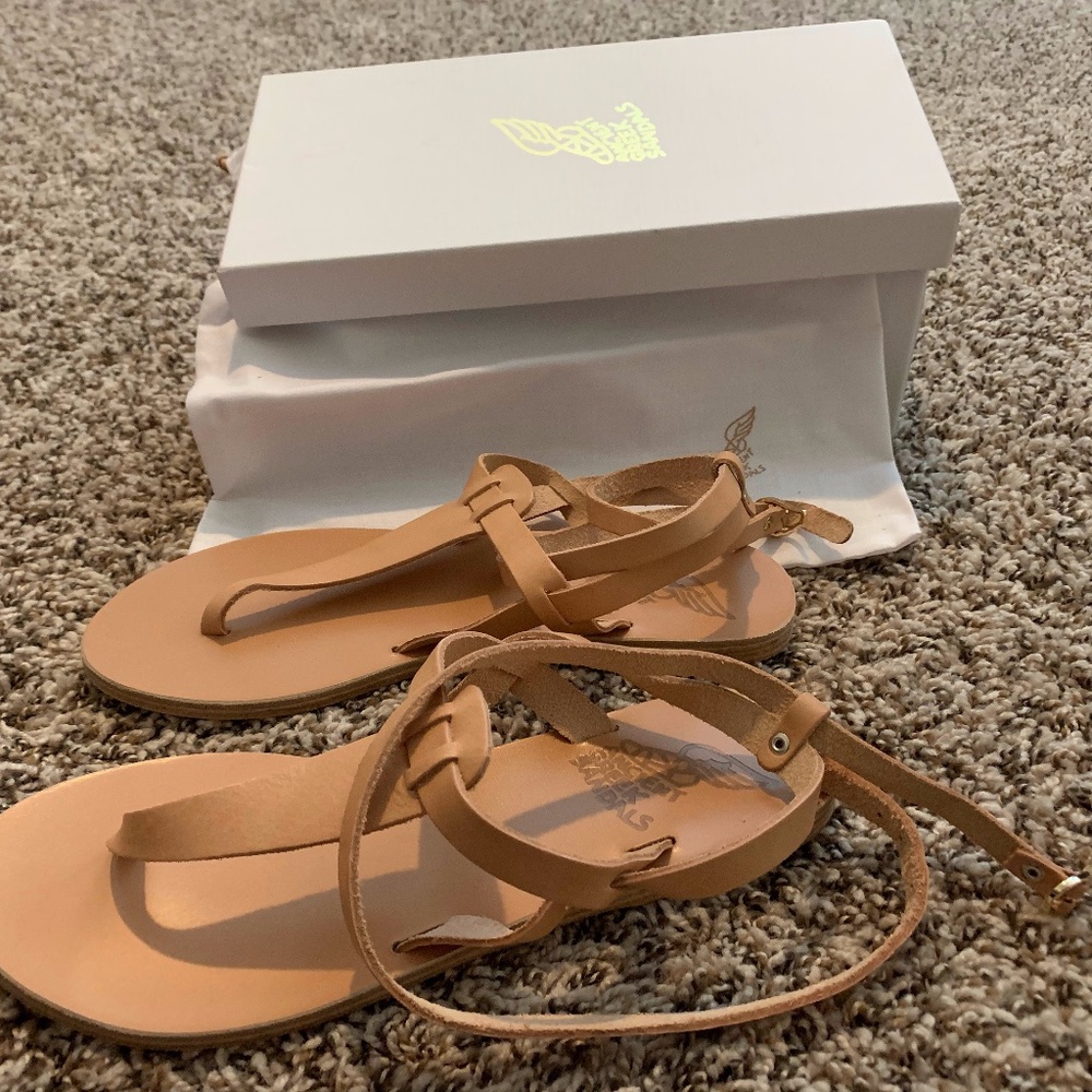 Ancient Greek Sandals, Sz 8, Beige